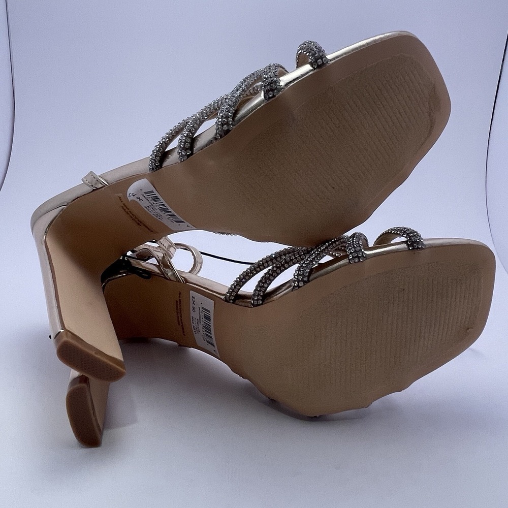 Windsor Ally Gold Rhinestone Strappy Sandal High Heel Women's Size 8.5 - Picture 4 of 7
